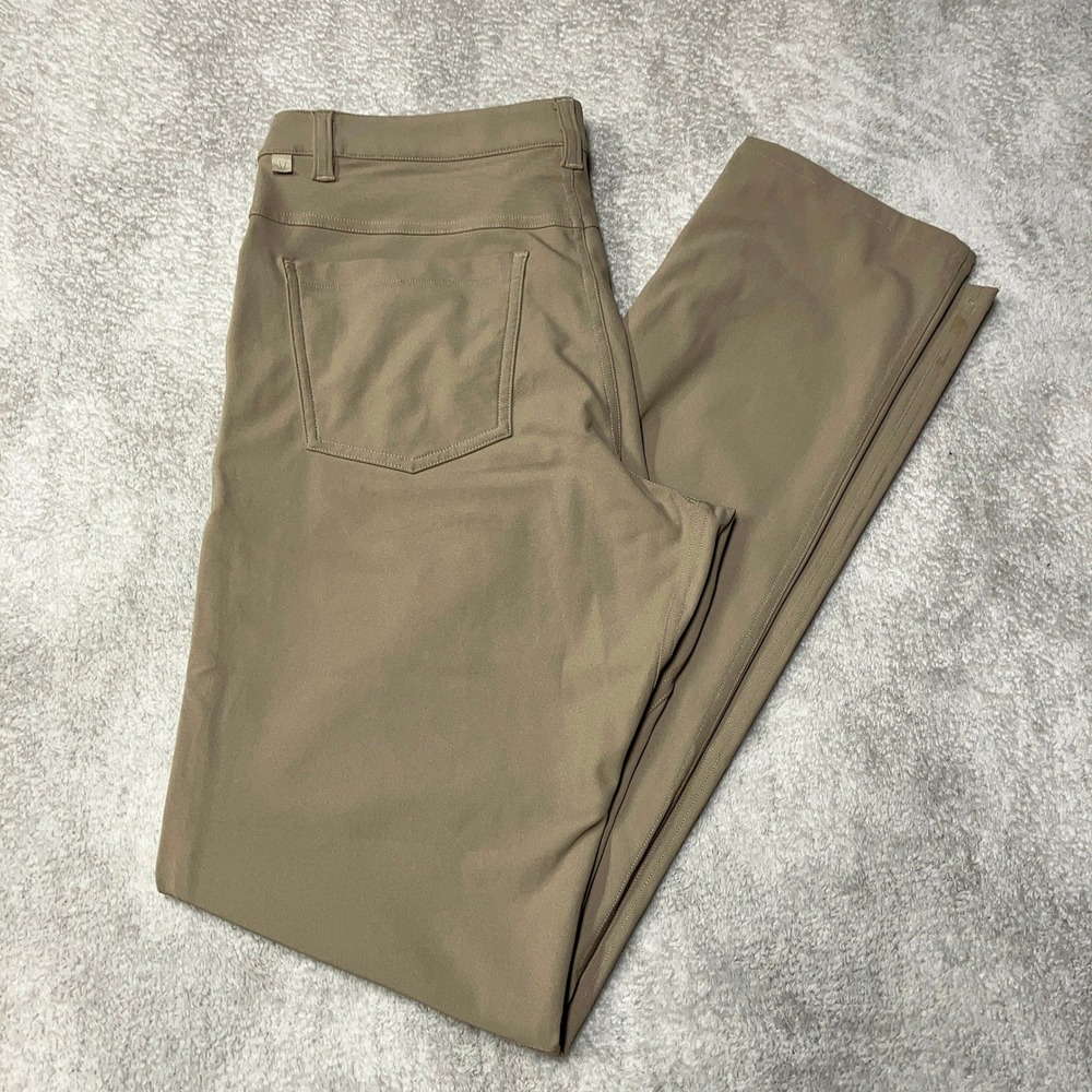 Lululemon Commission Slim Fit Pants Khaki Beige LM5AF3S Mens 28x34